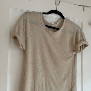 Isabel Marant Etoile Linen Rolled Sleeve T-shirt, Ecru, S